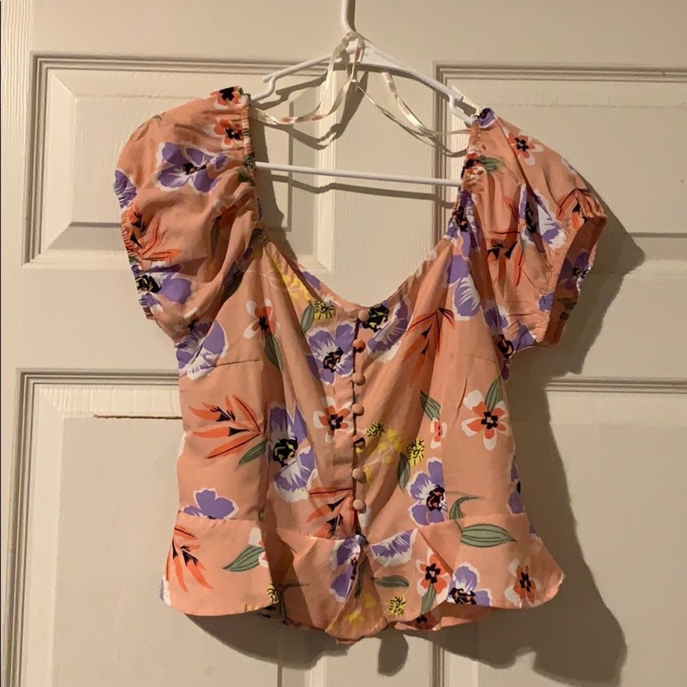 Pink True Destiny Floral Crop Top M